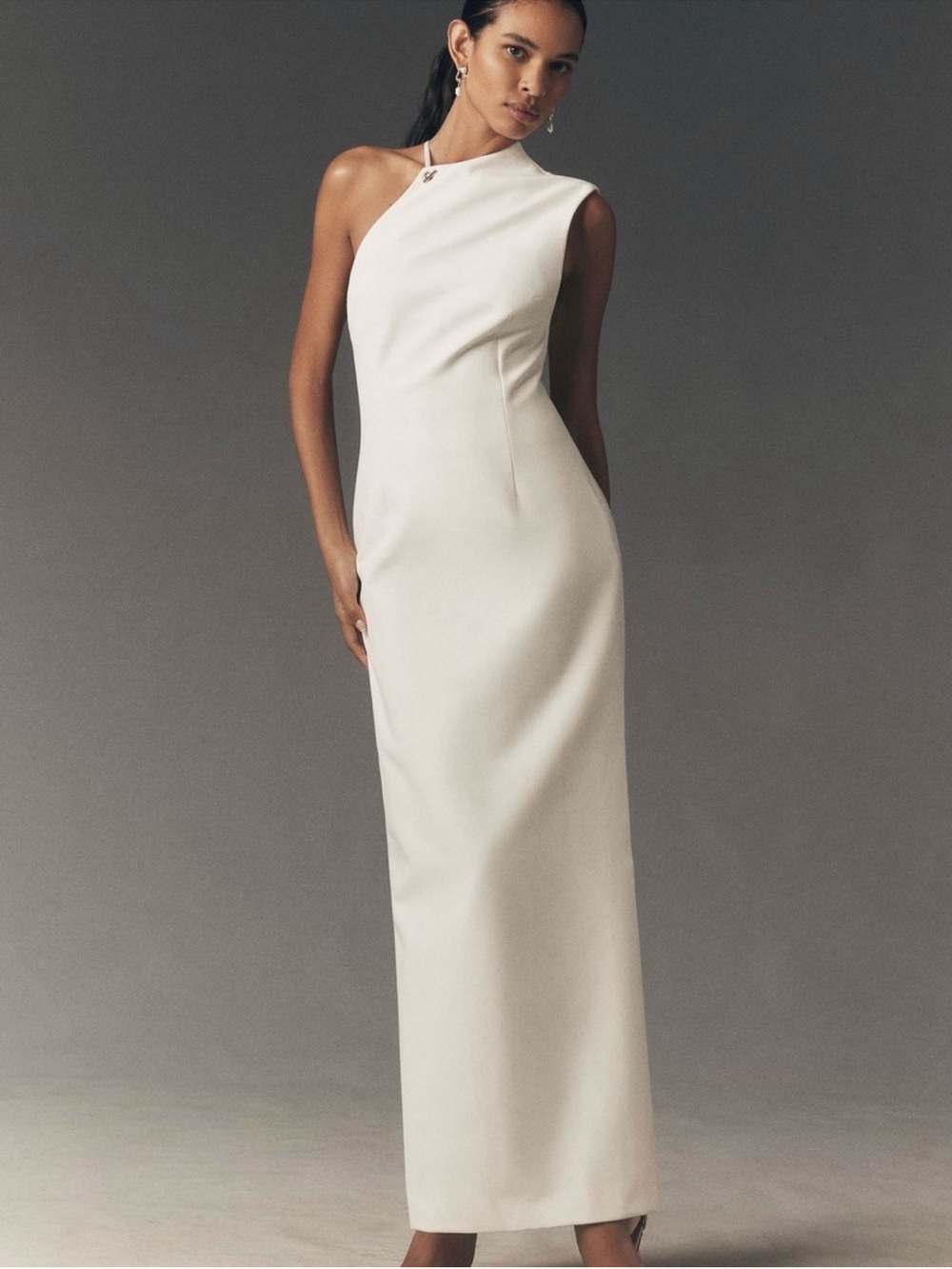 One-Shoulder Anthro BHLDN White WEDDING or Formal Gown